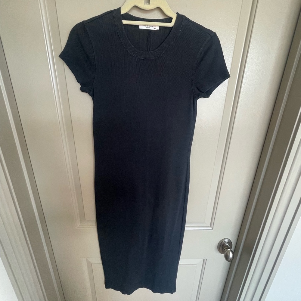 Rag & Bone Black Ribbed Midi Dress